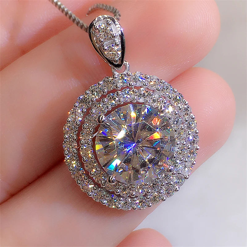 Brilliant Round  Cubic Zirconia Pendant Necklace for Women