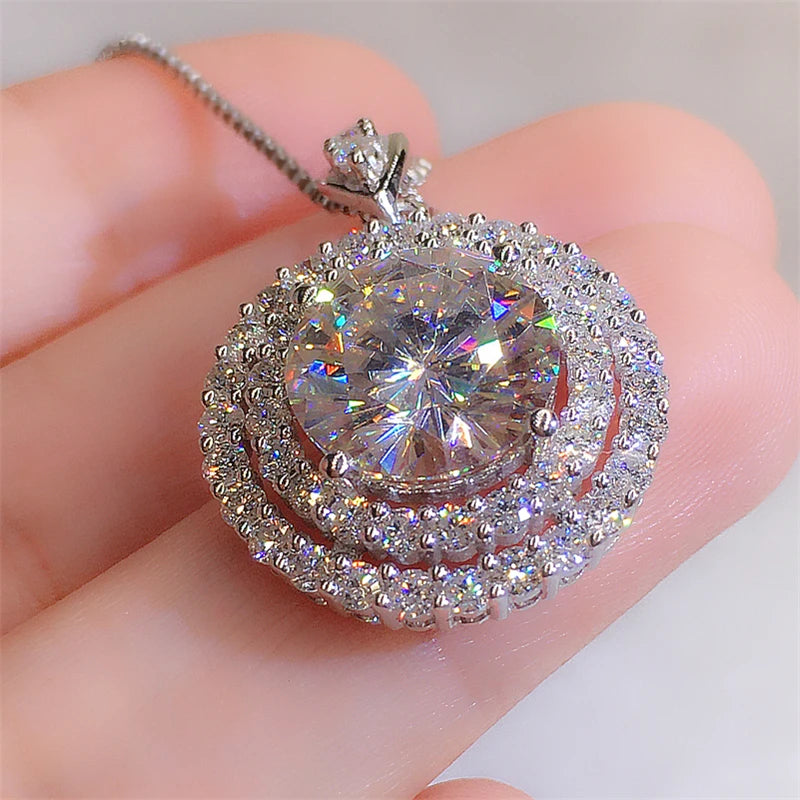 Brilliant Round  Cubic Zirconia Pendant Necklace for Women