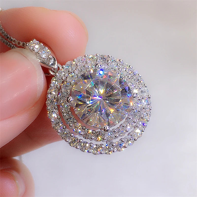Brilliant Round  Cubic Zirconia Pendant Necklace for Women