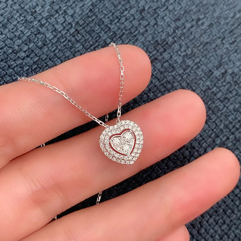heart shaped Cubic Zirconia diamond pendant necklace