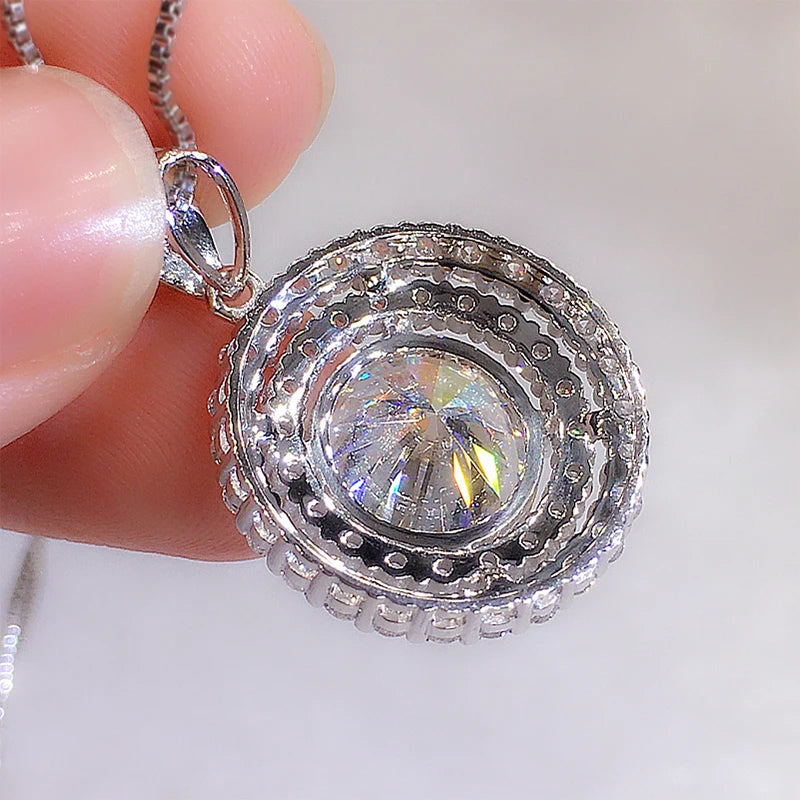Brilliant Round  Cubic Zirconia Pendant Necklace for Women