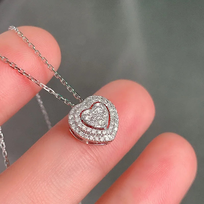 heart shaped Cubic Zirconia diamond pendant necklace
