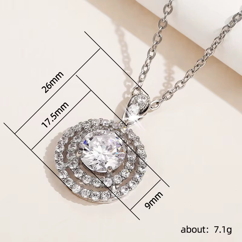 Brilliant Round  Cubic Zirconia Pendant Necklace for Women