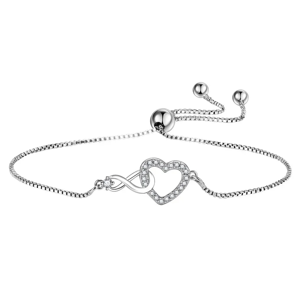Beautiful Silver Diamond accent cubic zirconia Infinity Heart Necklace